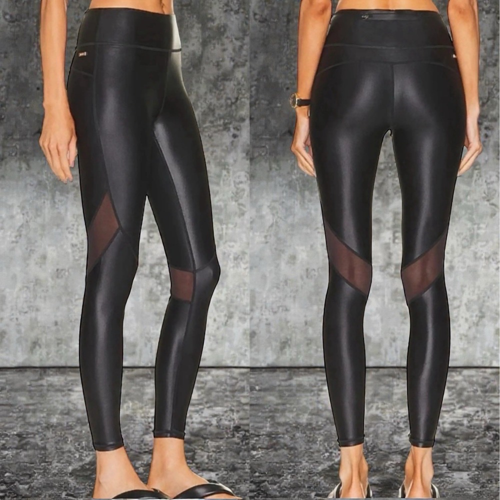 NEW Alala Captain Ankle Tights Liquid Black Mesh Detail‎ Stretch Athletic L